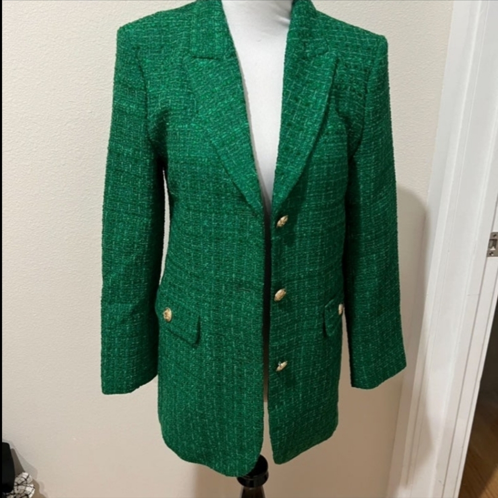 Zara gorgeous green blazer XS NWOT